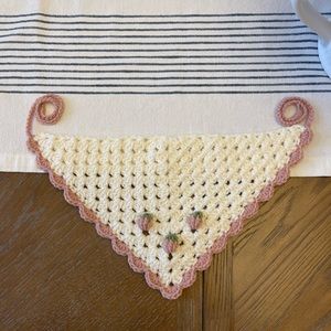 Vintage pink strawberry crochet bandana
